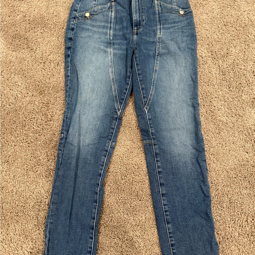 We The Free Medium Blue Straight Leg Jeans with Front Seam Detail